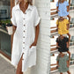 💎 57% DE RÉDUCTION ! 💎 Robe Chemise Boutonnée à Manches Courtes et Poches pour Femmes – Coton Respirant, Coupe Décontractée & Polyvalente (M–2XL) 👗🌸