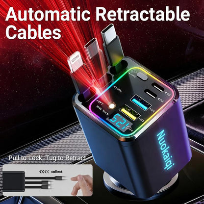 ⏳ Offre à durée limitée : -50% ⏰ Chargeur Voiture 7-en-1 à Câble Extensible — USB-C & Lightning 🔋