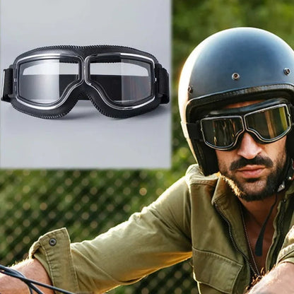 💎 50% DE RÉDUCTION ! 💎 Lunettes Moto Vintage – Protection UV, Anti-Buée & Compatible Sur-Lunettes 🥽🏍️