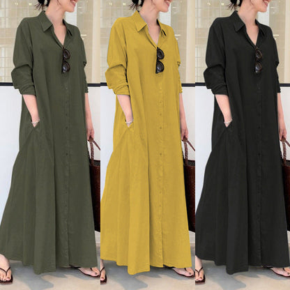 👗 OFFRE SPÉCIALE : 50% DE RÉDUCTION ! 🌸 Robe à Manches Longues Simple et Colorée – Coupe Droite Confortable & Polyvalente ✨