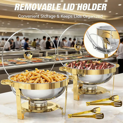 🍽️ 55% DE RÉDUCTION ! Ensemble de Buffet Inox Pro – 2 Réchauds 5L, Design Élégant & Chaleur Longue Durée ✨
