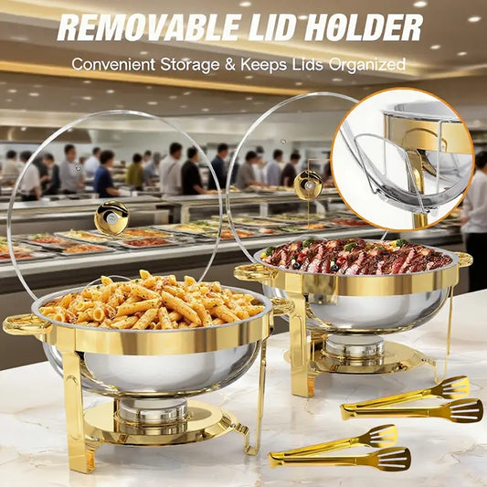 🍽️ 55% DE RÉDUCTION ! Ensemble de Buffet Inox Pro – 2 Réchauds 5L, Design Élégant & Chaleur Longue Durée ✨