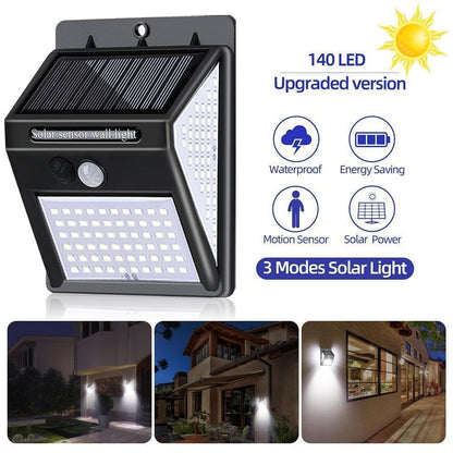 🌙 50% DE RÉDUCTION ! ✨ Applique Solaire Extérieure 140 LED – Détecteur de Mouvement, IP65, 10W Super Lumineuse 🔦