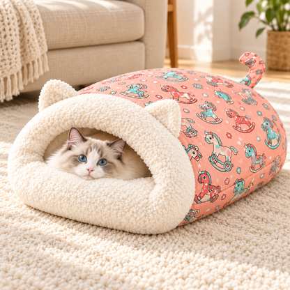 🎉 Offre limitée ! 🐈 Nid-Caverne Semi-Fermé pour Chats & Petits Chiens – Parois Épaisses et Intérieur Douillet pour un Coin Rien qu'à Eux ✨