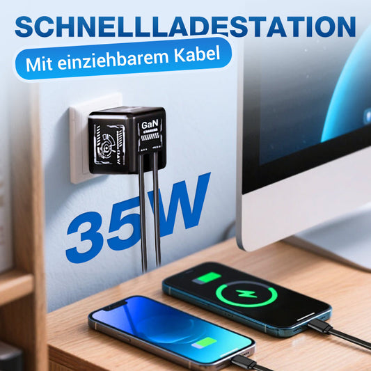 🔥 Black Friday : 50 % de réduction ! Station de recharge rapide USB-C avec câble rétractable – Compatible universel, rangement intégré & charge ultra-rapide ⚡🔌