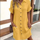 💎 57% DE RÉDUCTION ! 💎 Robe Chemise Boutonnée à Manches Courtes et Poches pour Femmes – Coton Respirant, Coupe Décontractée & Polyvalente (M–2XL) 👗🌸