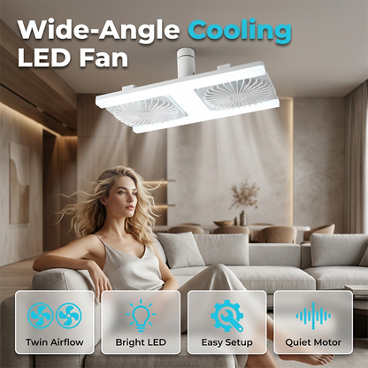💡 PROMO LIMITÉE 50% DE RÉDUCTION ! 💥 Ventilateur Plafond Double Tête LED – Double Flux, Télécommande, Moteur Silencieux ✨