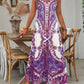 🎁Robe longue sans manches à col en V et imprimé rétro pour femme🎁Achetez 2 livraison gratuite