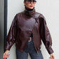 💎 59% DE RÉDUCTION ! 💎 Veste Moto en Similicuir Noir – Coupe Oversize, Fermeture Asymétrique & Style Urbain Audacieux 🏍️🖤