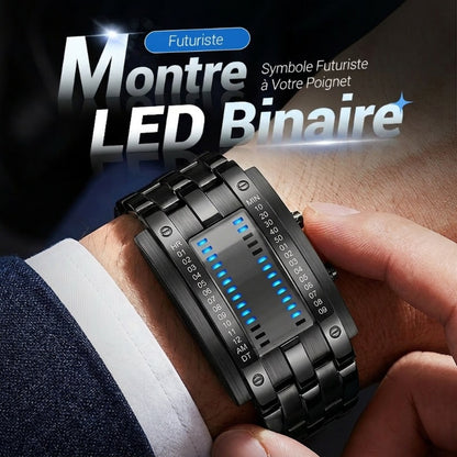 ⌚ PROMO LIMITÉE 50% DE RÉDUCTION ! ✨ Montre Binaire Homme – LED Bleue, Bracelet Acier Inox, Style Sportif & Élégant ⚡