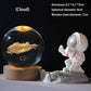 🪐✨ 50 % de réduction ⚡ Veilleuse en cristal gravé 3D – Galaxie, Système solaire ou Saturne dans une sphère lumineuse ! Socle en bois, idéal comme cadeau 🌌🎁