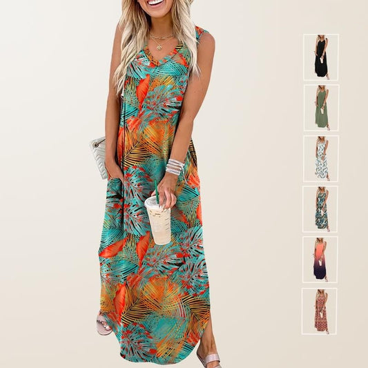 🏖️ PROMO FLASH : -50% ! 🔥 Robe d‘Été Femme Maxi – Légère, Fluide avec Poches & Fente Latérale pour Tous Vos Moments Soleil 👗