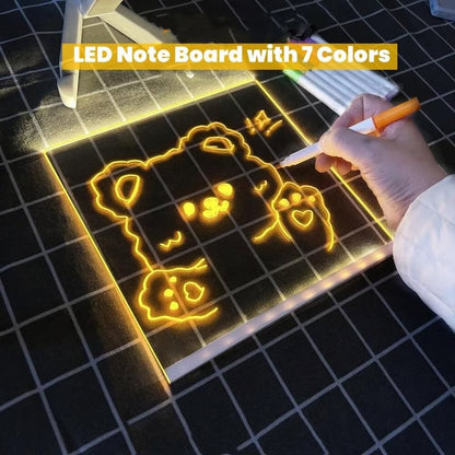 🎉 Illuminez vos idées avec notre tableau d'affichage LED en acrylique ! ✨ Tableau effaçable + 7 stylos, support ajustable & éclairage doux 🎨💡