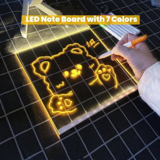 🎉 Illuminez vos idées avec notre tableau d'affichage LED en acrylique ! ✨ Tableau effaçable + 7 stylos, support ajustable & éclairage doux 🎨💡