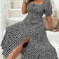 🌸 PROMO LIMITÉE 50% DE RÉDUCTION ! ✨ Robe Longue Grande Taille Bohème – Imprimé Fleuri, Fente, Manches Courtes 🌺
