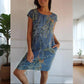 💎 60% DE RÉDUCTION ! 💎 Robe à Col Rond à Imprimé Botanique – Tissu Léger, Coupe Décontractée & Motif Printanier 🌸