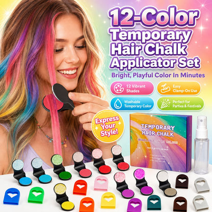 🎨 PROMO LIMITÉE 50% DE RÉDUCTION ! ⚡ Kit Craies Capillaires Temporaires 12 Couleurs – Lavable, Facile d’application, Idéal Fêtes & Festivals ✨