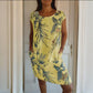 💎 60% DE RÉDUCTION ! 💎 Robe à Col Rond à Imprimé Botanique – Tissu Léger, Coupe Décontractée & Motif Printanier 🌸