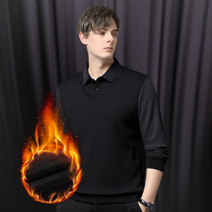 💎 60% DE RÉDUCTION ! 💎 Chemise à Col Rayé Faux 2 Pièces – Coton Respirant, Confort Automne/Hiver & Style Élégant 🍂👔
