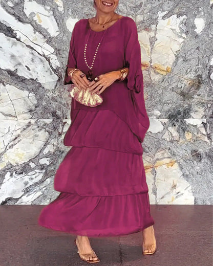 💎 -50% LIMITÉ ! 💎 Robe Maxi Artistique – Coupe Ample, Design Batwing & Élégance Fluide