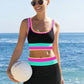 🏖️Offre spéciale 50 % de réduction🌼Ensemble de bikini sportif 3 pièces en nylon patchwork color block - Maillot de bain taille haute et contrôle du ventre👙🌈