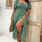 🌸 PROMO LIMITÉE 50% DE RÉDUCTION ! ✨ Robe Longue Grande Taille Bohème – Imprimé Fleuri, Fente, Manches Courtes 🌺