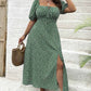 🌸 PROMO LIMITÉE 50% DE RÉDUCTION ! ✨ Robe Longue Grande Taille Bohème – Imprimé Fleuri, Fente, Manches Courtes 🌺