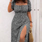 🌸 PROMO LIMITÉE 50% DE RÉDUCTION ! ✨ Robe Longue Grande Taille Bohème – Imprimé Fleuri, Fente, Manches Courtes 🌺