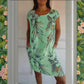 💎 60% DE RÉDUCTION ! 💎 Robe à Col Rond à Imprimé Botanique – Tissu Léger, Coupe Décontractée & Motif Printanier 🌸