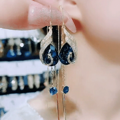 🦚 PROMO LIMITÉE 50% DE RÉDUCTION ! ✨ Boucles d'oreilles Paon – Dorées, Pendantes, Strass, Cadeau 🎁