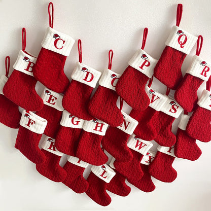 🔥SOLDES -48 % DE RÉDUCTION🔥  Chaussettes en tricot douillettes, sac cadeau brodé en forme de bonbon, chaussette de Noël avec lettre