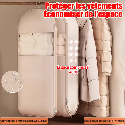 💎 50% DE RÉDUCTION ! 💎 Organiseur de Garde-Robe Suspendu Auto-Compressant – Gain de Place 40 %, Fermeture Éclair & Protection Anti-Poussière 🧳✨