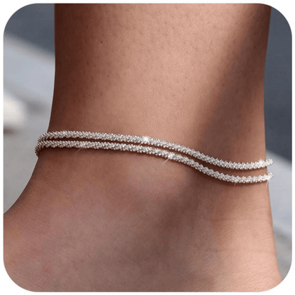 💜 DERNIERS JOURS : ACHETEZ 1, OBTENEZ 1 GRATUIT ! 👣 Bracelet de Cheville en Argent – Design Multicouche, Étanche & Taille Ajustable ✨