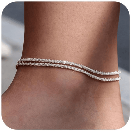 💜 DERNIERS JOURS : ACHETEZ 1, OBTENEZ 1 GRATUIT ! 👣 Bracelet de Cheville en Argent – Design Multicouche, Étanche & Taille Ajustable ✨