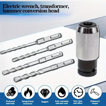 📢📢50 % de réduction !!! 🎅Adaptateur pour marteau perforateur avec Jeu de Forets à Percussion