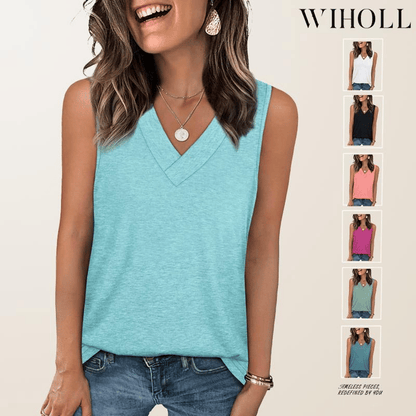 👚 OFFRE SPÉCIALE : 50% DE RÉDUCTION ! ☀️ Débardeur Femme Col V & Coupe Ample – Sans Manches, Ajusté & Tissu Respirant 🍹