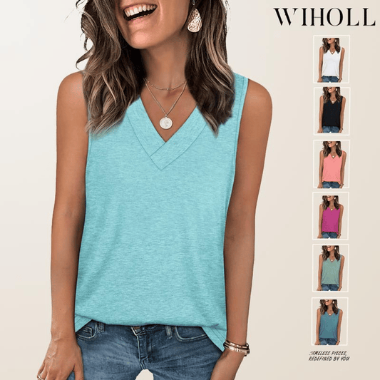 👚 OFFRE SPÉCIALE : 50% DE RÉDUCTION ! ☀️ Débardeur Femme Col V & Coupe Ample – Sans Manches, Ajusté & Tissu Respirant 🍹