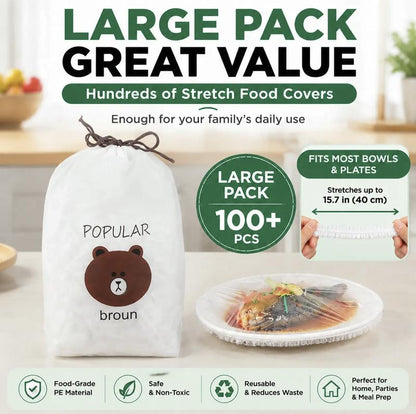 🎉 2026 Soldes — Plus de 37 200 Vendu!🥣 100 Pcs Couvercles Extensibles Jetables pour Bols & Assiettes