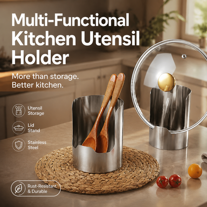🔥 50 % DE RÉDUCTION ! 🍳 🧂Organisateur d’Ustensiles de Cuisine Multifonctionnel – Acier Inoxydable