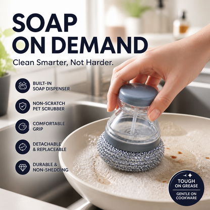 🛒🧽 50 % DE RÉDUCTION EN CE MOMENT ! ✨ Brosse de nettoyage avec savon intégré – Nettoyage facile des casseroles et poêles sans salissures inutiles