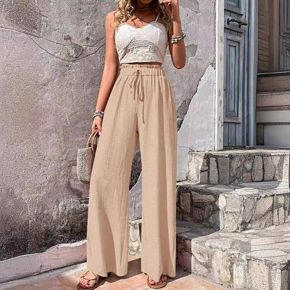 👖 PROMO LIMITÉE 50% DE RÉDUCTION ! 💥 Pantalons Larges pour Femmes – Taille Élastique, Plissés, Confortables ✨