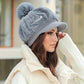 📢📢61% RÉDUCTION DERNIER JOUR! 🎁 Chapeau d’hiver femme à bord court – Doublure chaude, pompon mignon & 5 couleurs tendance ❄️👒