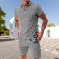 💎 50% DE RÉDUCTION ! 💎 Ensemble 2 Pièces Homme Été – T-Shirt Col à Revers Zippé + Short Respirant & Décontracté 👕🩳