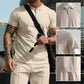 💎 50% DE RÉDUCTION ! 💎 Ensemble 2 Pièces Homme Été – T-Shirt Col à Revers Zippé + Short Respirant & Décontracté 👕🩳