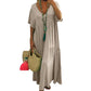 👗 PROMO LIMITÉE 50% DE RÉDUCTION ! 🌸 Robe Longue Décontractée Femme – Col V, Coupe Ample, Coton Doux ✨