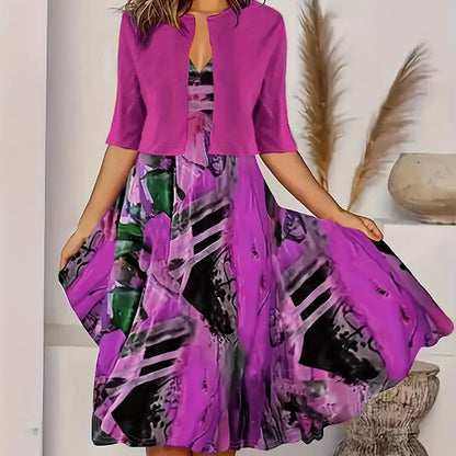 💎 50% DE RÉDUCTION ! 💎 Ensemble Deux Pièces Élégant pour Femme – Cardigan Court + Robe Sans Manches, Coupe Minceur & Look Polyvalent 🌿👗