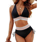 🔥55% de réduction ! 🩱 Bikini taille haute avec contrôle ventre & patchwork coloré – 6 couleurs, ajustable et ultra flatteur 💕