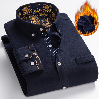 ✨ 57% de réduction – Chemise d’hiver en velours côtelé pour homme ! 🧥🔥 Polaire épaisse, anti-rides & 4-en-1 (formel/décontracté) – 5 coloris élégants, du M au 5XL