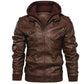 🔥Pré-réchauffement hivernal - Remises énormes🔥Veste à capuche en cuir PU avec fermeture éclair pour homme