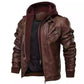 🔥Pré-réchauffement hivernal - Remises énormes🔥Veste à capuche en cuir PU avec fermeture éclair pour homme